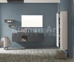Salle de Bains Moderne en Finition Mate Anti-rayures, Vasque Intégrée et Meubles de Rangement Fermés