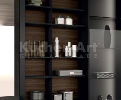 Salle de Bains chic : Colonnes en Verre Fumé, Portes en Aluminium Noir et Vasque en Grès Noir - 2
