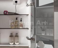 Salle de Bains Minimaliste avec Meubles Suspendus et Vasque Intégrée en Grès Calacatta - 4