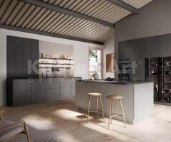 Cuisine Gris Ciment Foncé avec Îlot Central | Style Industriel Moderne