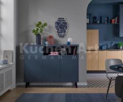 Buffet moderne bleu baltique | Rangement sur pieds métal noir
